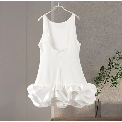 Moonlight Whispers" Y2K Backless Ruffled Mini Dress