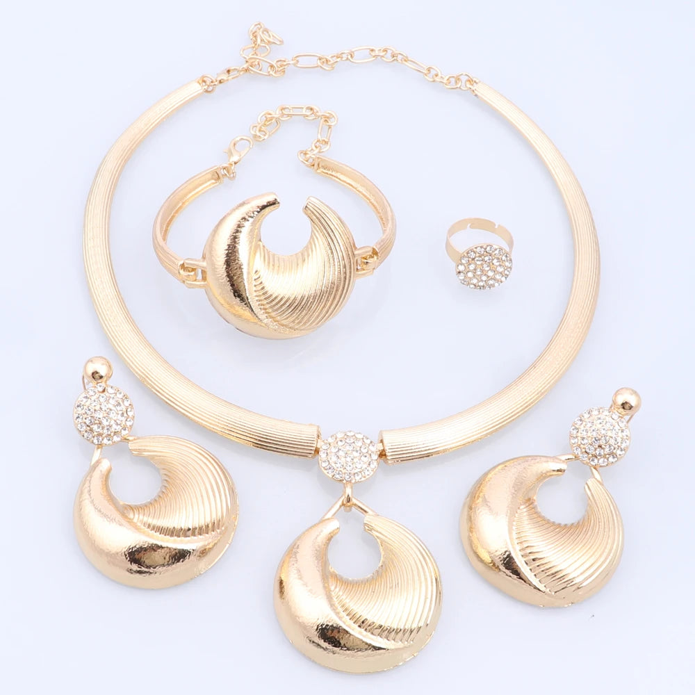 Regal Mirage – Silver-Plated Luxury Necklace, Earrings, Bracelet & Ring Set for Weddings & Special