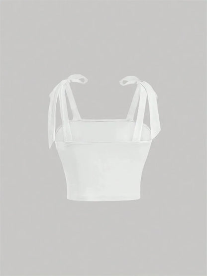 Solid Tie Shoulder Ruched Crop Top: A Y2K Summer Dream