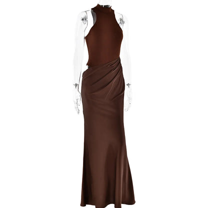 Satin Hollow Out Maxi Dress: A Symphony of Elegance and Desire