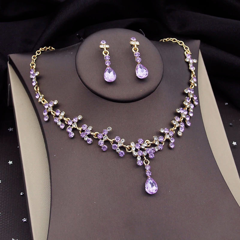 Royal Amethyst – Purple Crystal Bridal Jewelry Set with Tiara, Necklace & Earrings