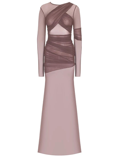 "Twilight Allure" Mesh Patchwork Bodycon Dress