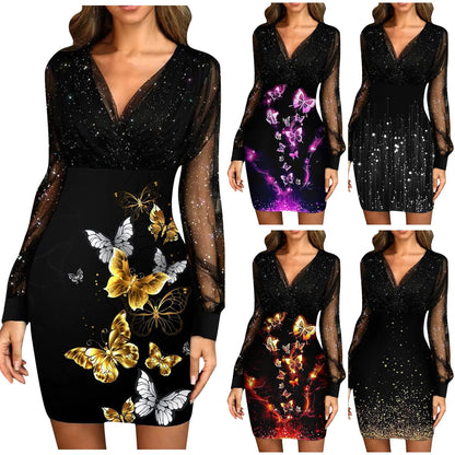 Sexy Rhinestone Long Evening Dress – Formal Gown for Women, Party, Prom & Club Wear