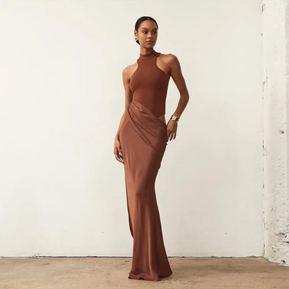 Satin Hollow Out Maxi Dress: A Symphony of Elegance and Desire