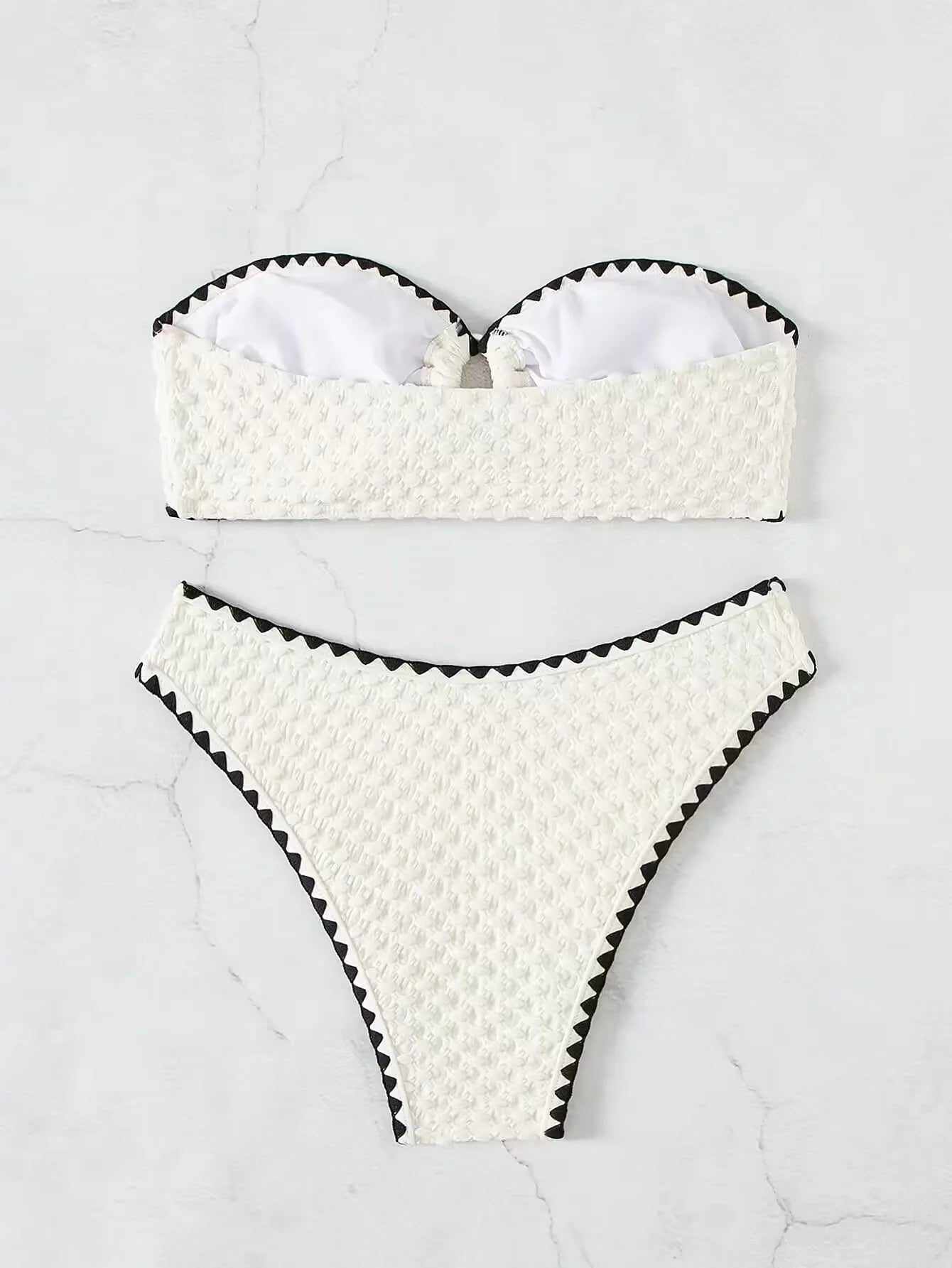 Sunkissed Mirage – White Strapless Lace-Up Bikini Set
