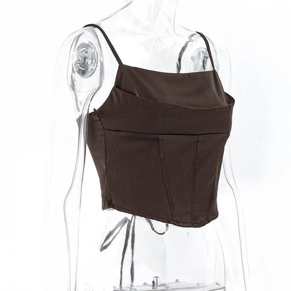 Whispers of Elegance: The Lace-Up Backless Spaghetti Strap Tank Top