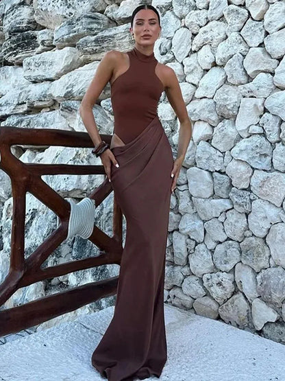 Satin Hollow Out Maxi Dress: A Symphony of Elegance and Desire