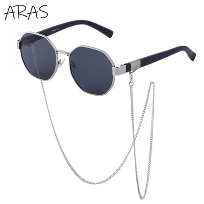 Polygon Sunglasses with Chain – Octagon Luxury Shades for Women | Livia & Co