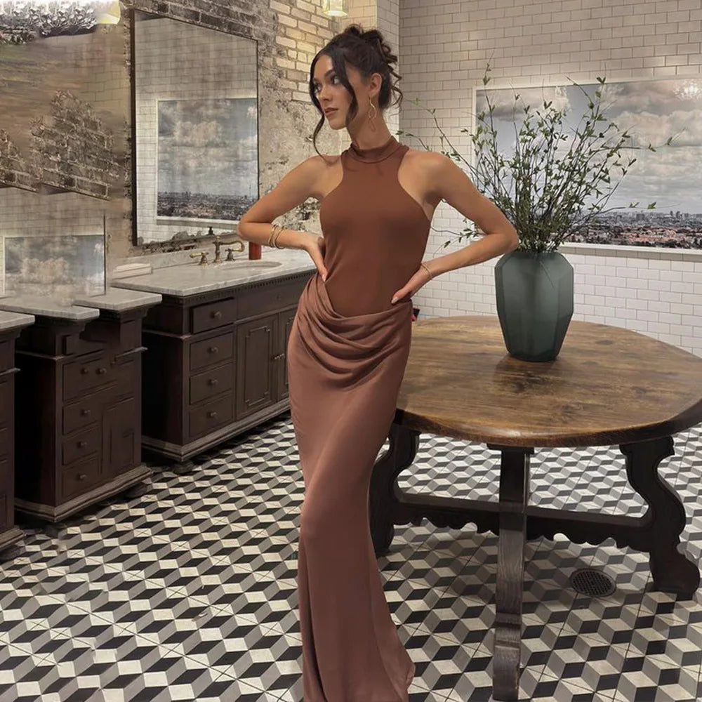 Satin Hollow Out Maxi Dress: A Symphony of Elegance and Desire