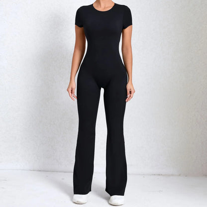 Radiant Elegance – Sexy Backless Scrunch Flared Jumpsuit for Women