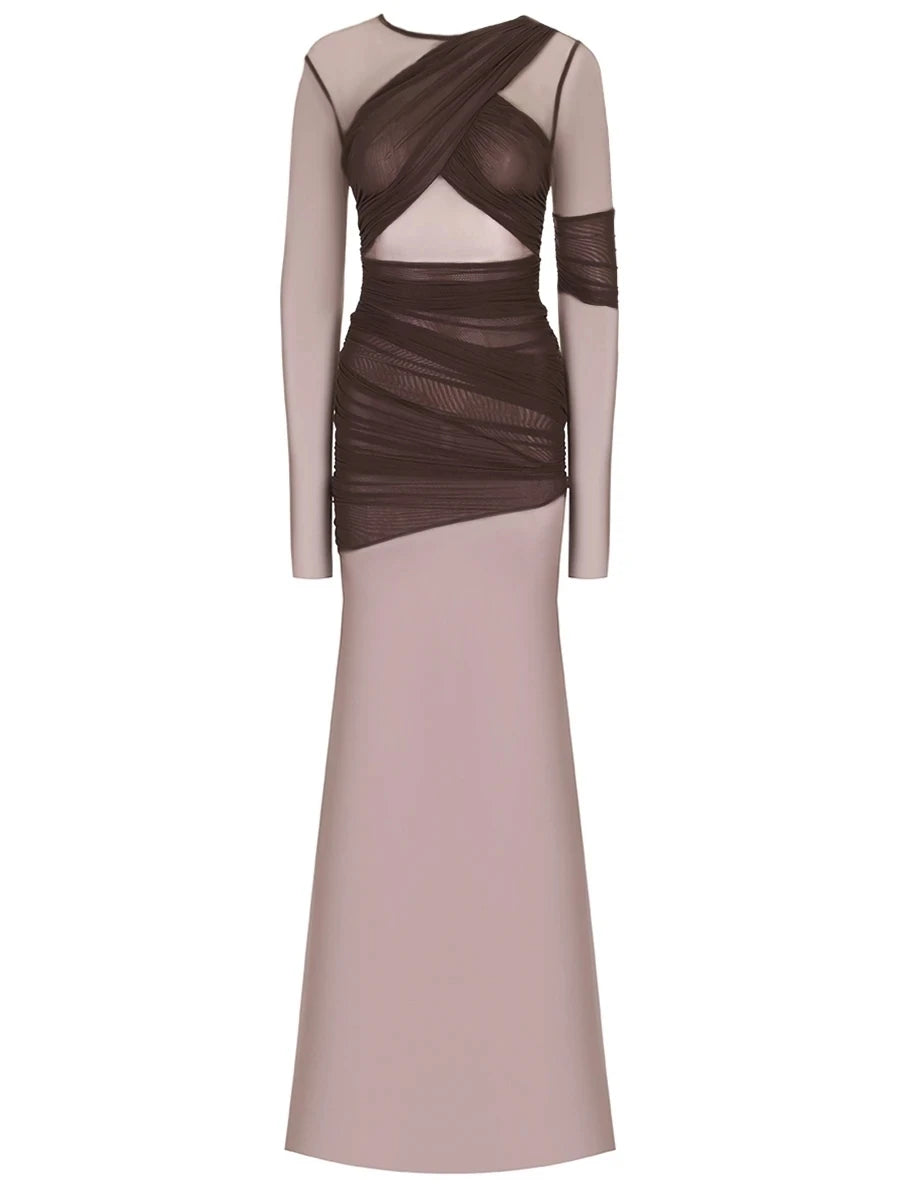 "Twilight Allure" Mesh Patchwork Bodycon Dress