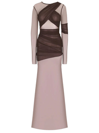 "Twilight Allure" Mesh Patchwork Bodycon Dress