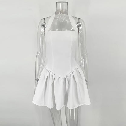 "Midnight Mirage" Sexy Backless Frill Mini Halter Dress