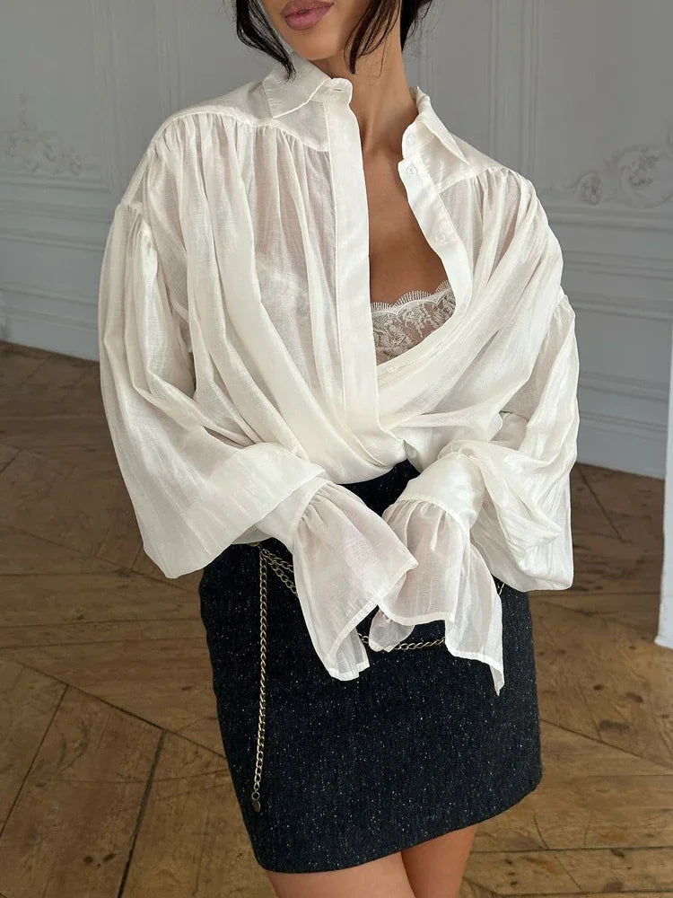 Smoke & Silence: The Sheer Drift Blouse
