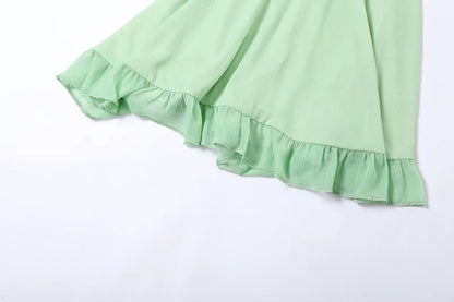 Whispers of Grace – Elegant Solid Color Cutout Ruffle Dress, Sexy Backless Slim Sling Dress