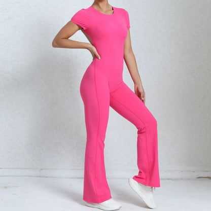 Radiant Elegance – Sexy Backless Scrunch Flared Jumpsuit for Women