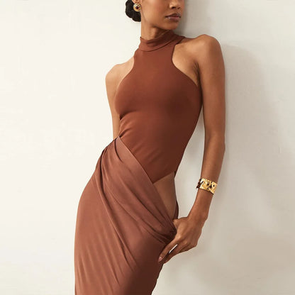 Satin Hollow Out Maxi Dress: A Symphony of Elegance and Desire