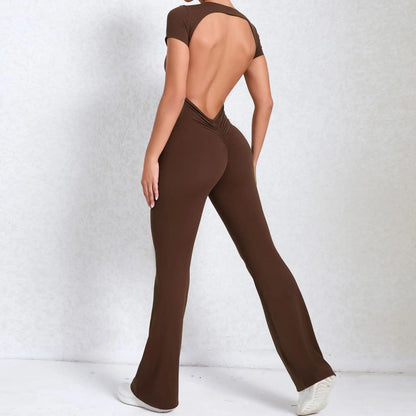 Radiant Elegance – Sexy Backless Scrunch Flared Jumpsuit for Women