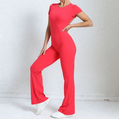 Radiant Elegance – Sexy Backless Scrunch Flared Jumpsuit for Women