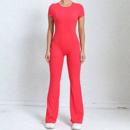 Radiant Elegance – Sexy Backless Scrunch Flared Jumpsuit for Women