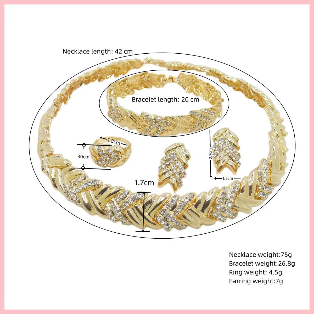 Crystal Radiance – 18k Gold Plated Necklace & Earrings Set