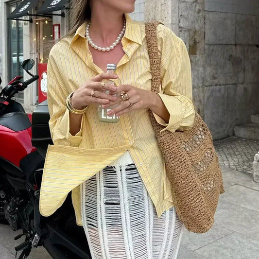 Yellow Striped Button-Down Shirt