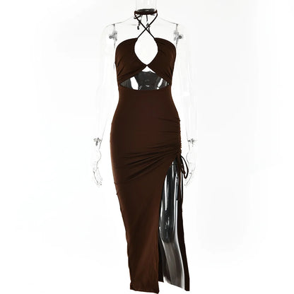 Elegant Backless Bodycon Midi Dress