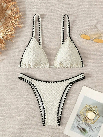 Sunkissed Mirage – White Strapless Lace-Up Bikini Set