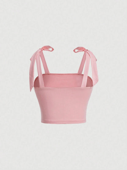 Solid Tie Shoulder Ruched Crop Top: A Y2K Summer Dream
