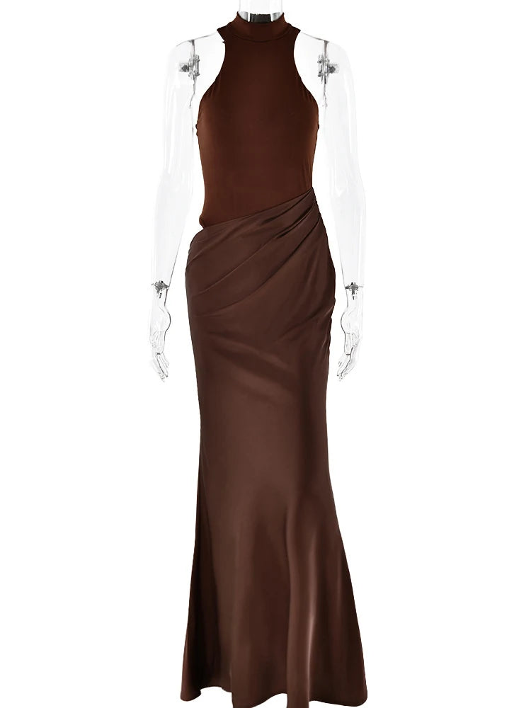 Satin Hollow Out Maxi Dress: A Symphony of Elegance and Desire