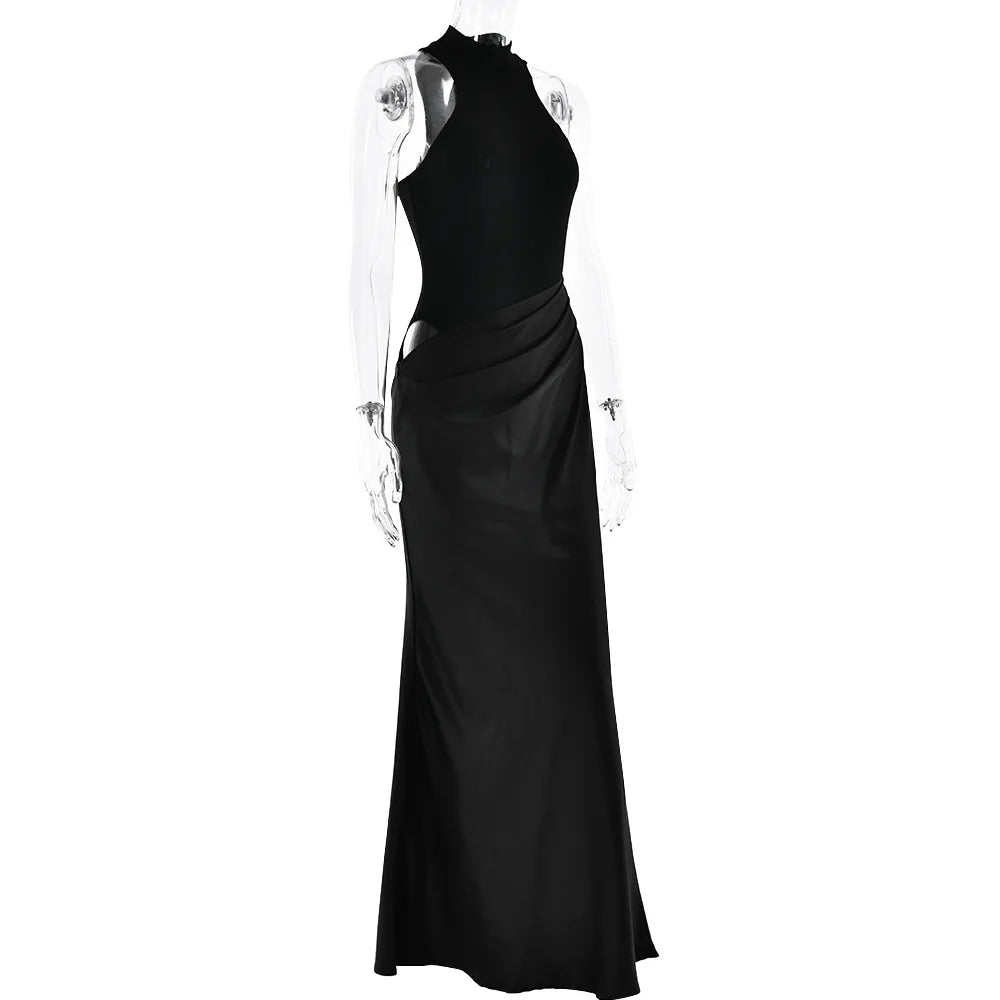 Satin Hollow Out Maxi Dress: A Symphony of Elegance and Desire