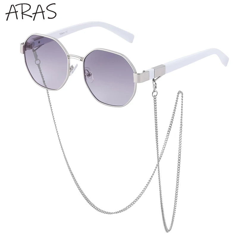 Polygon Sunglasses with Chain – Octagon Luxury Shades for Women | Livia & Co