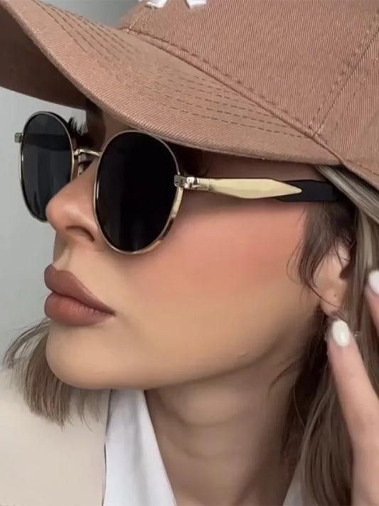 Vintage Round Metal Sunglasses – Unisex Retro Designer Eyewear | Livia & Co