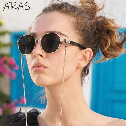 Polygon Sunglasses with Chain – Octagon Luxury Shades for Women | Livia & Co