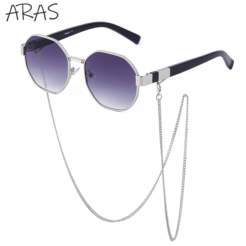 Polygon Sunglasses with Chain – Octagon Luxury Shades for Women | Livia & Co