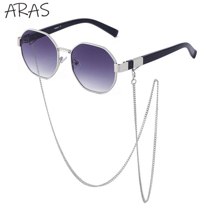 Polygon Sunglasses with Chain – Octagon Luxury Shades for Women | Livia & Co