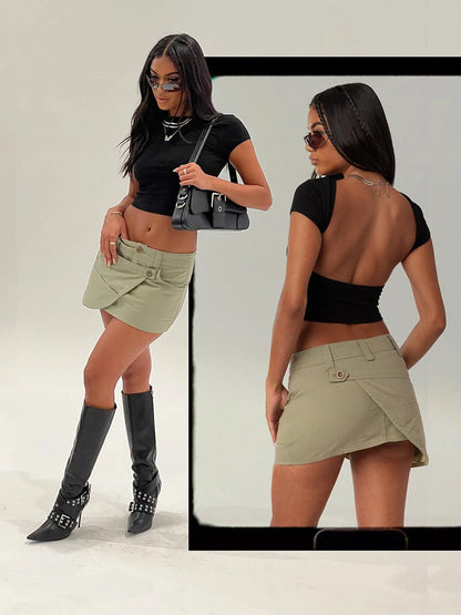 Women’s O-neck Backless T-shirt: A Symphony of Youthful Grace