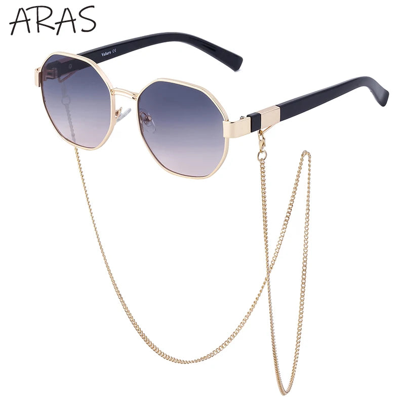 Polygon Sunglasses with Chain – Octagon Luxury Shades for Women | Livia & Co