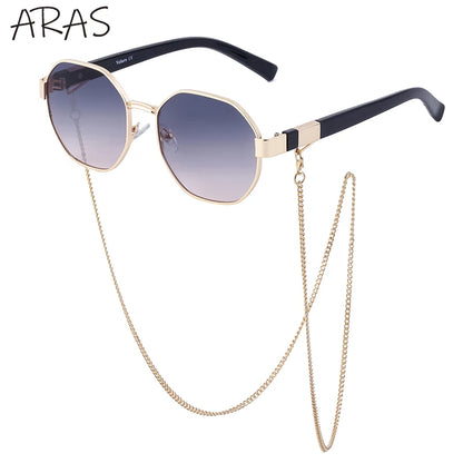 Polygon Sunglasses with Chain – Octagon Luxury Shades for Women | Livia & Co