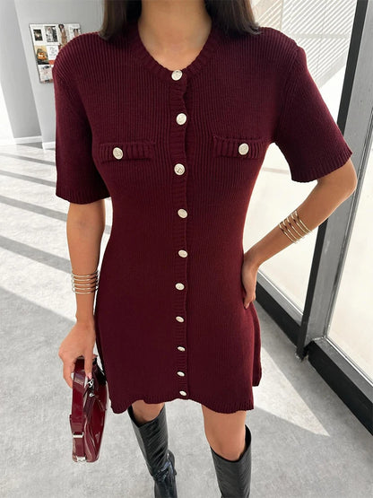 Golden Hour – Ribbed Knit Bodycon Mini Dress