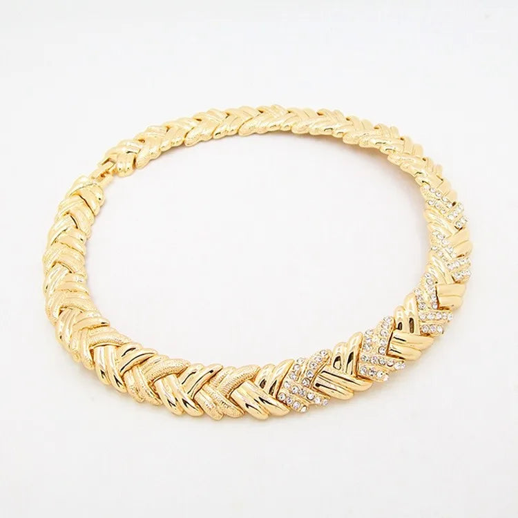 Crystal Radiance – 18k Gold Plated Necklace & Earrings Set