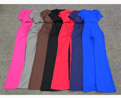 Radiant Elegance – Sexy Backless Scrunch Flared Jumpsuit for Women