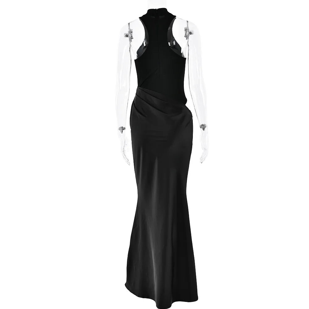 Satin Hollow Out Maxi Dress: A Symphony of Elegance and Desire