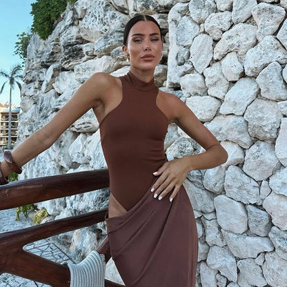 Satin Hollow Out Maxi Dress: A Symphony of Elegance and Desire