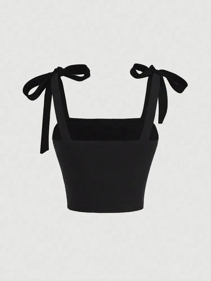 Solid Tie Shoulder Ruched Crop Top: A Y2K Summer Dream