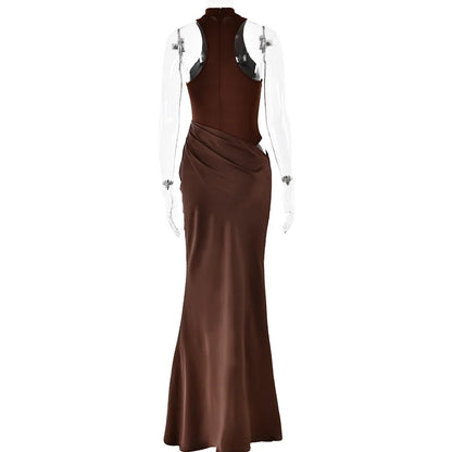 Satin Hollow Out Maxi Dress: A Symphony of Elegance and Desire