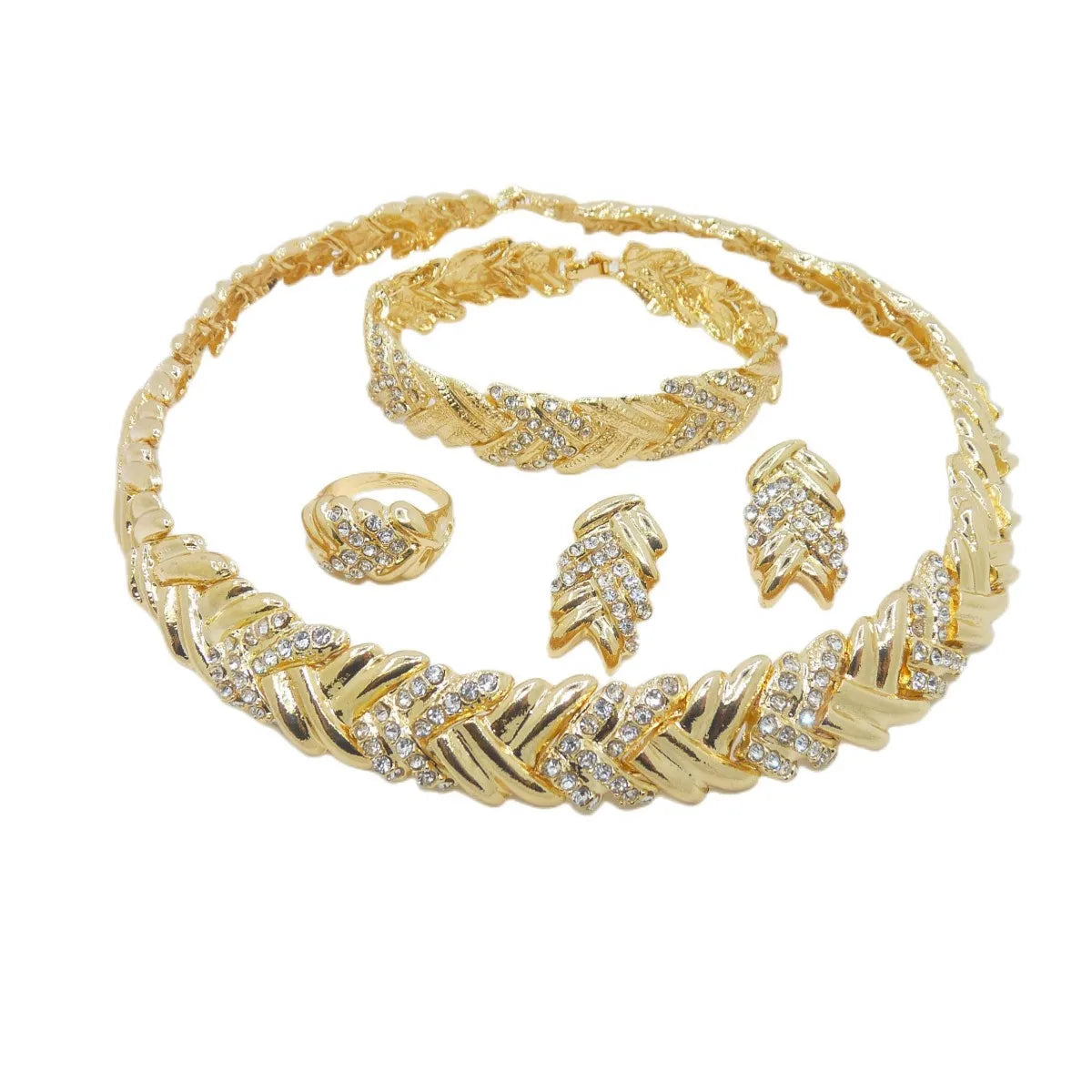Crystal Radiance – 18k Gold Plated Necklace & Earrings Set