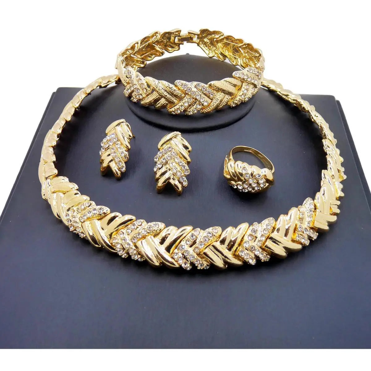 Crystal Radiance – 18k Gold Plated Necklace & Earrings Set