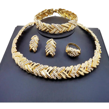 Crystal Radiance – 18k Gold Plated Necklace & Earrings Set