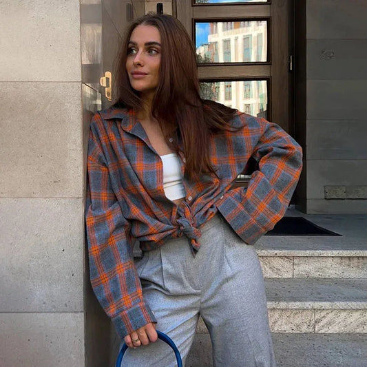 Drifted Days – Vintage Plaid Oversized Shirt
